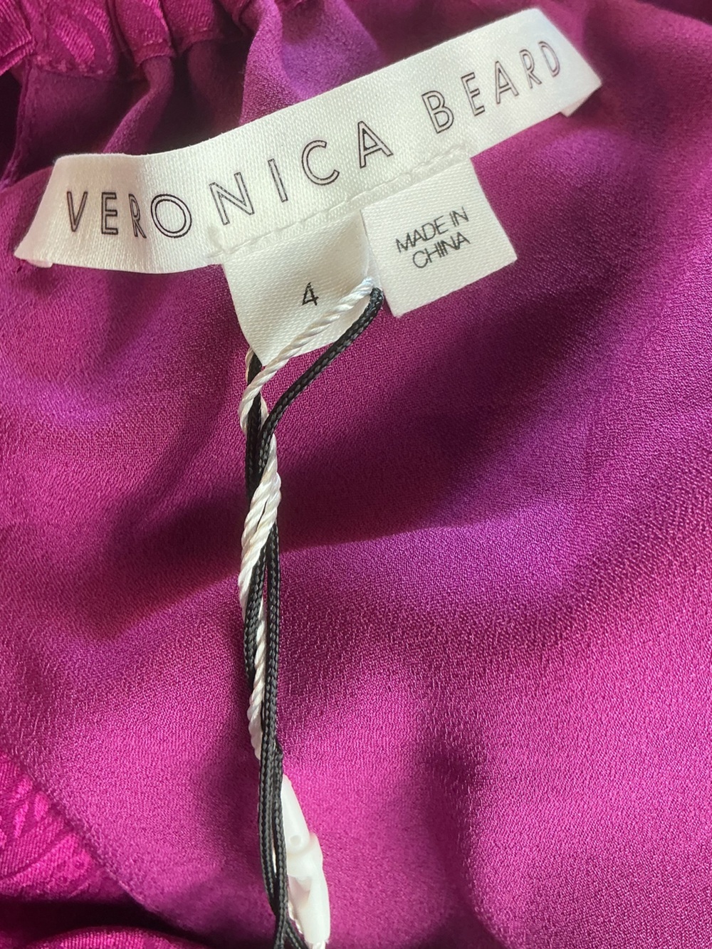 Veronica Beard Sionne Printed Surplice Blouse Magenta Pink NWT Size 4 - Picture 3 of 11